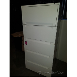 Off-White Herman Miller 5 Drawer Lateral File Cabinet, Locking